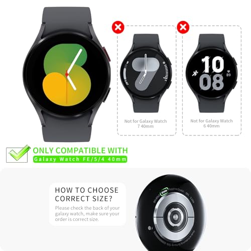 HASDON [6+6Pack Case and Screen Protector for Samsung Galaxy FE/Galaxy Watch 5/ Galaxy Watch 4 40mm, Bubble Free Tempered Glass Screen Protector + Waterproof Matte Hard PC Bumper Cover - Image 2