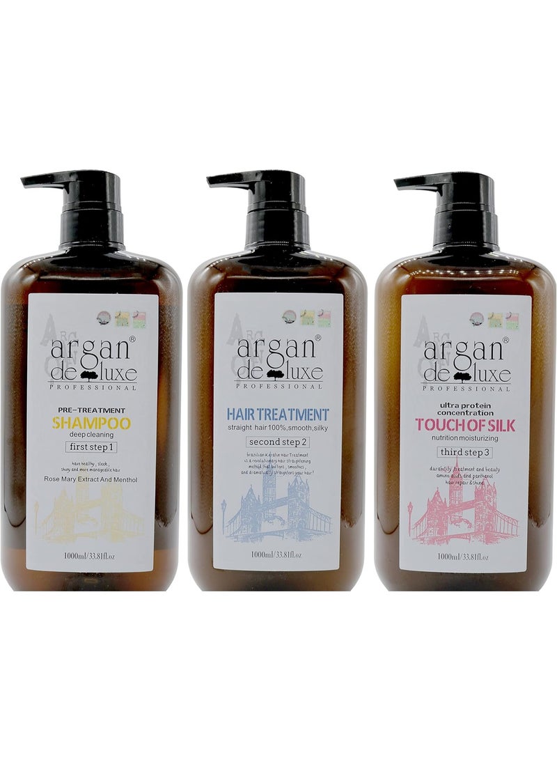 أرغان ديلوكس مجموعة العناية بالشعر أرجان دي لوكس (3 * 1000 مل) l شعر مستقيم 100% - Image 1