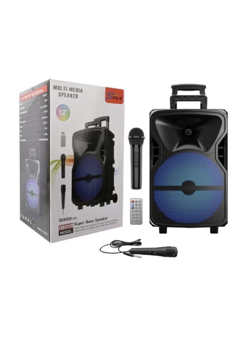 singe Wireless Bluetooth Speaker With Microphone, TWS, AUX, Loud and Clear Sound, Long-Lasting Rechargeable Battery With Wheels - Image 1