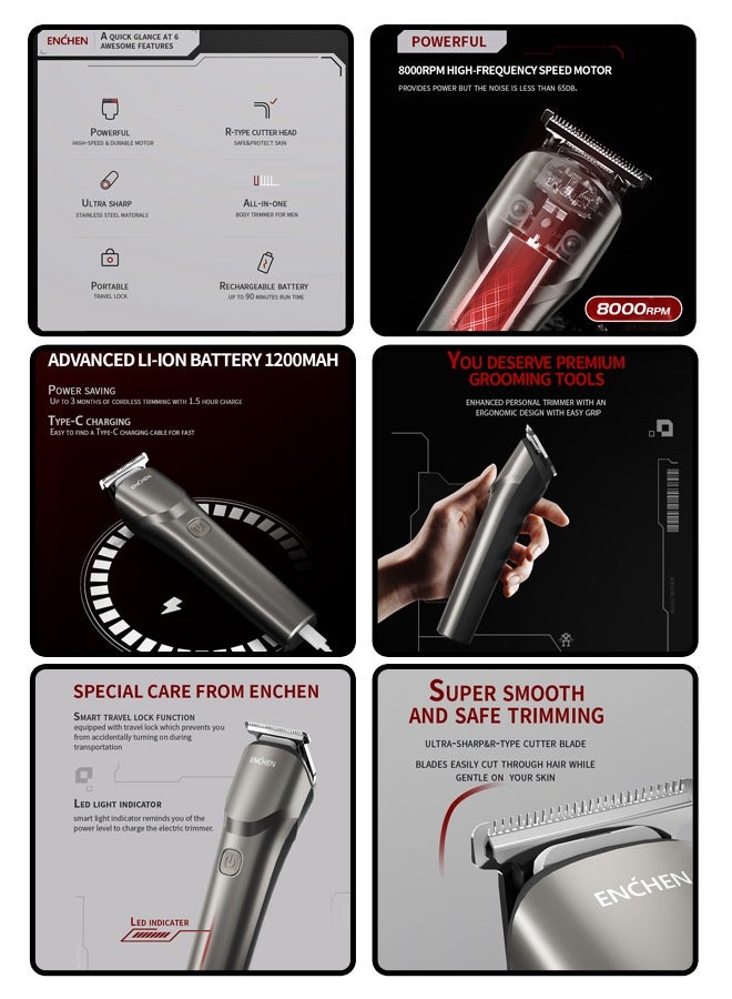 ENCHEN Electric Trimmer Beardo 2 High Quality Usb Barber Cordless Professional Hair Clippers - Image 4