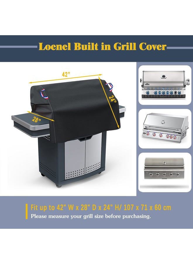 Loenel Built in Grill Cover for Outdoor Grill, 42 Inch BBQ Grill Top Cover for Most 4 Burner Built in Grill, Heavy Duty Waterproof Outdoor Kitchen & Grill Head Cover - 42" W x 28" D x 24" H - Image 2