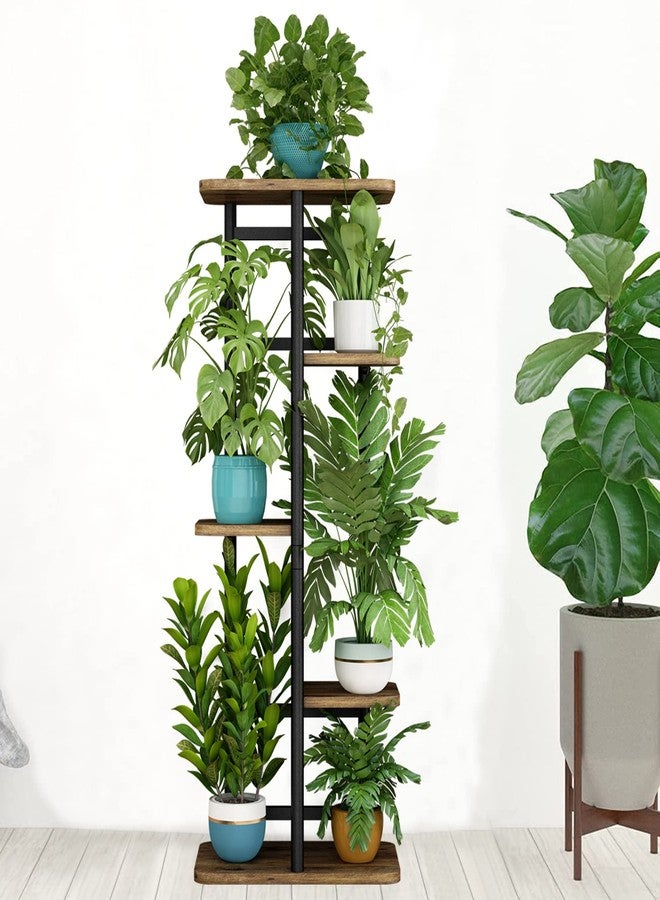LINZINAR Plant Stand 5 Tier 6 Plant Multiple Flower Rack Holder Shelves Rack Storage Organizer Display Indoor Planter for Balcony Bedroom Patio Garden Living Room, Black - Image 2