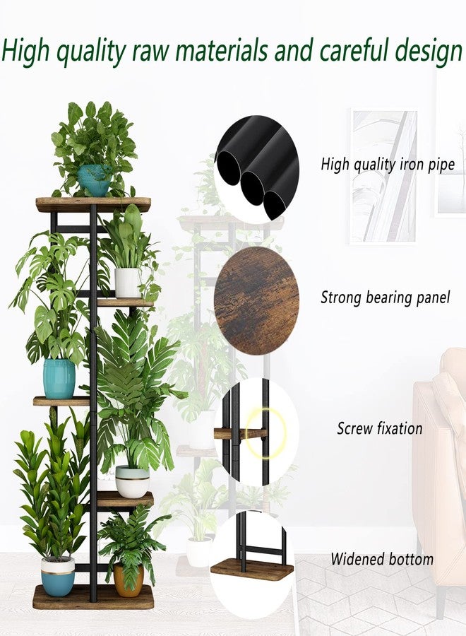 LINZINAR Plant Stand 5 Tier 6 Plant Multiple Flower Rack Holder Shelves Rack Storage Organizer Display Indoor Planter for Balcony Bedroom Patio Garden Living Room, Black - Image 4