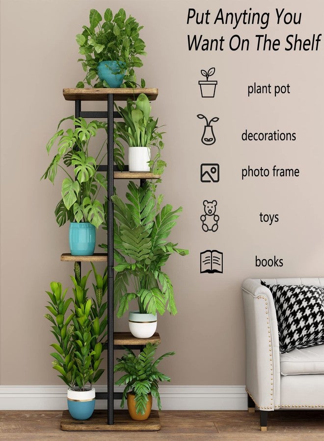 LINZINAR Plant Stand 5 Tier 6 Plant Multiple Flower Rack Holder Shelves Rack Storage Organizer Display Indoor Planter for Balcony Bedroom Patio Garden Living Room, Black - Image 5