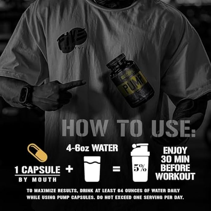 5% Nutrition Core Pump Caps | NO2 Nitric Oxide Booster Supplement Pills | All Natural Ultra Low Stim Preworkout Supplement (5mg Caffeine) (30 Capsules) - Image 5