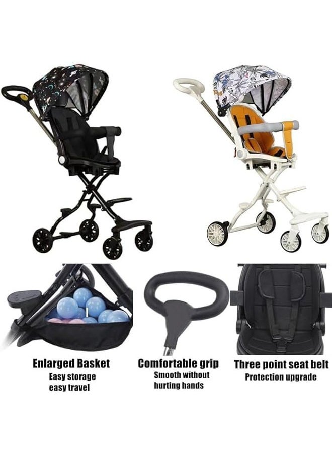 Arabest Baby Stroller Professional Foldable 4 Wheels Ergonomic Adjustable Infant Carriage for 1 to 6 Years Old, Portable Folding Lightweight Baby Stroller Compact Stroller Airplane Travel  - Image 2