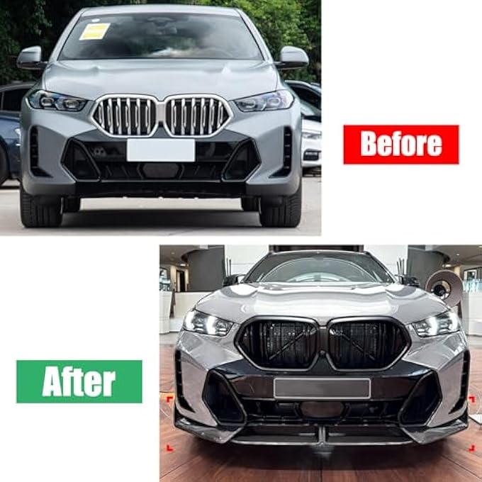 FINMOKAL Carbon Fiber Look Front Bumper Lip Spoiler Splitter Compatible with BMW X6 G06 LCI M Sport 2023 2024 - Image 4