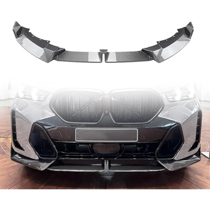 FINMOKAL Carbon Fiber Look Front Bumper Lip Spoiler Splitter Compatible with BMW X6 G06 LCI M Sport 2023 2024 - Image 1