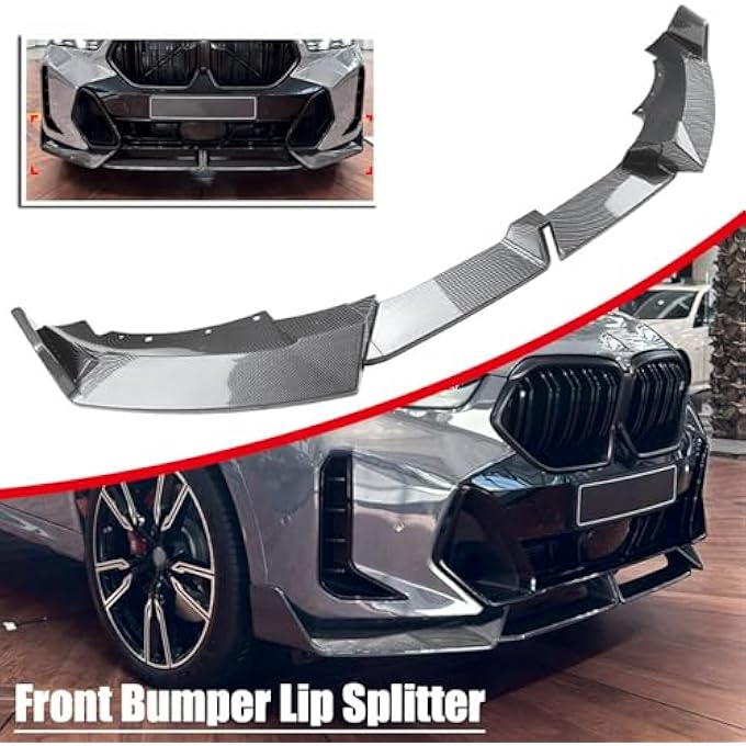 FINMOKAL Carbon Fiber Look Front Bumper Lip Spoiler Splitter Compatible with BMW X6 G06 LCI M Sport 2023 2024 - Image 2