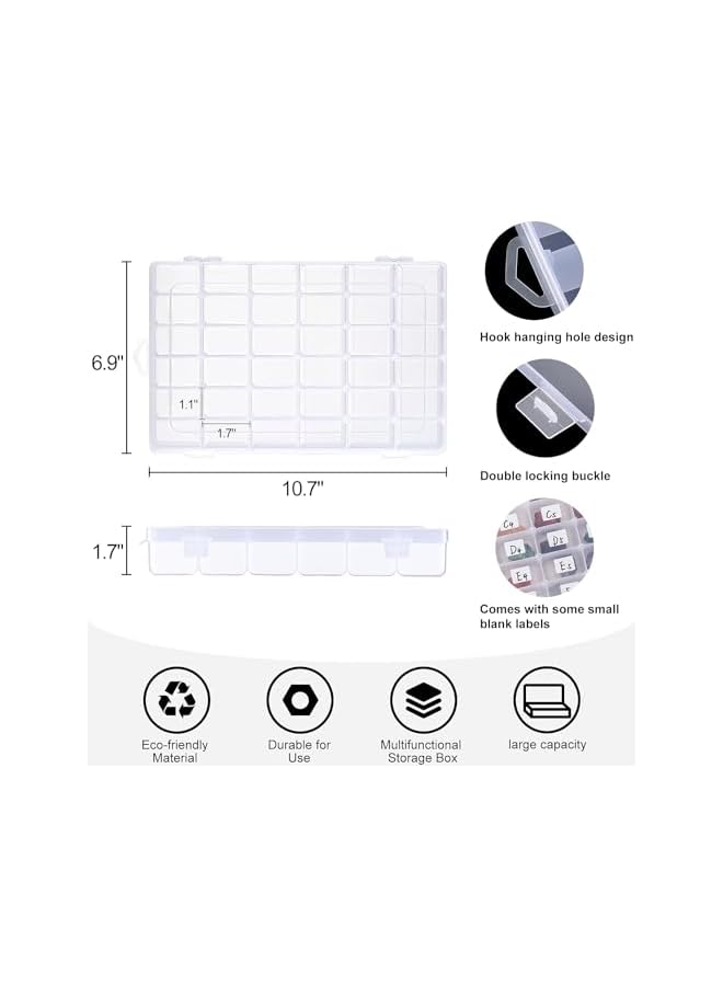 The Bros 36 Grids Plastic Organizer Box with Dividers, Clear Compartment Container Storage for Beads Crafts Jewelry Fishing Tackles, Earring Storage Containers Bead Holders (2Pack) - Image 4