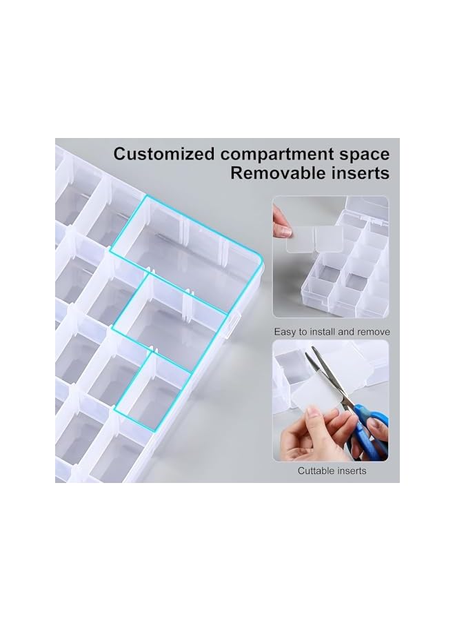 The Bros 36 Grids Plastic Organizer Box with Dividers, Clear Compartment Container Storage for Beads Crafts Jewelry Fishing Tackles, Earring Storage Containers Bead Holders (2Pack) - Image 2