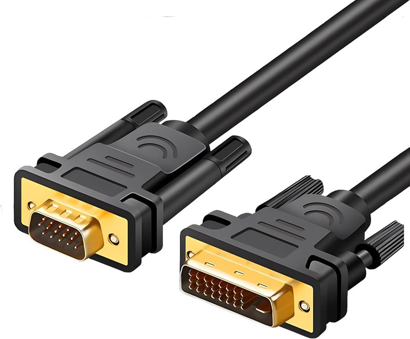 ETZIN DVI to VGA Cable, Active DVI 24+1 to VGA Adapter Cable, DVI-D Male to VG-A Male Converter with Chip, Compatible with DV-I Desktop PC DVD to 15 Pin D-SUB VGA Monitor HDTV Projector EPL-1425CC - Image 1