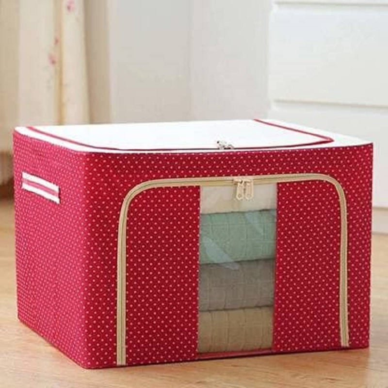 BLISSBORN 66L Foldable Steel Frame Double Opening Zipped Rectangular Storage Organizer Bag with Clear Window Large Capacity Waterproof Folding BagOrganizer Container bins for Closet pack of 1 - Image 1