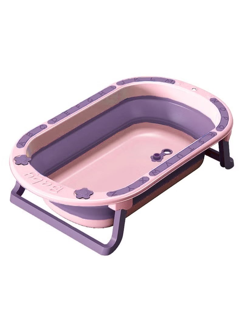 بيبي حوض استحمام قابل للطي للأطفال حديثي الولادة بحواف ناعمة، من 0 إلى 6 سنوات، لون أرجواني - Image 1