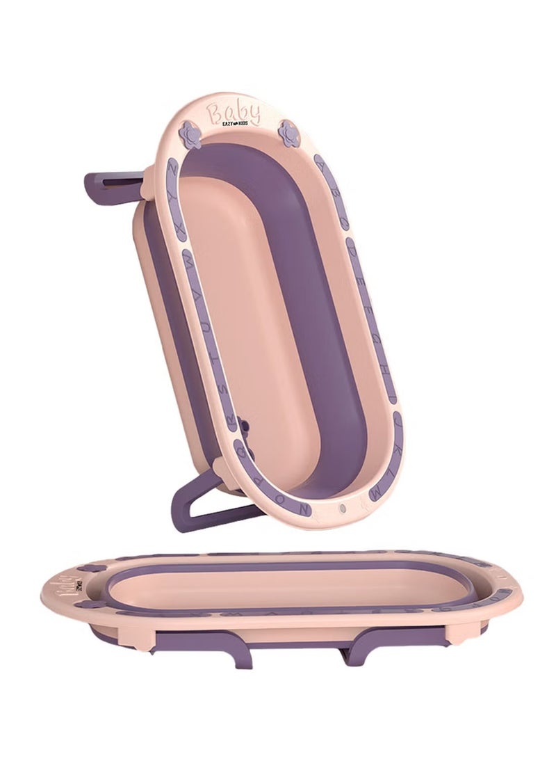 بيبي حوض استحمام قابل للطي للأطفال حديثي الولادة بحواف ناعمة، من 0 إلى 6 سنوات، لون أرجواني - Image 4