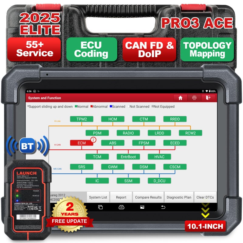 LAUNCH X431 PRO3 ACE 2025 Upgraded Bidirectional Scan Tool with DBSCar VII ConnectorHD Truck ScanOEM Topology MapOnline Coding 55 Reset FunctionsCAN FD DoIPFCA SGW2Year Free Update