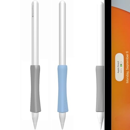 SIXFU Grip Designed for Apple Pencil Pro/ 2nd Generation/USB-C Support Magnetic Charging, 2 PCS Cover Accessories Compatible with iPad iPencil Stylus Pen(Blue,Gray) - Image 1