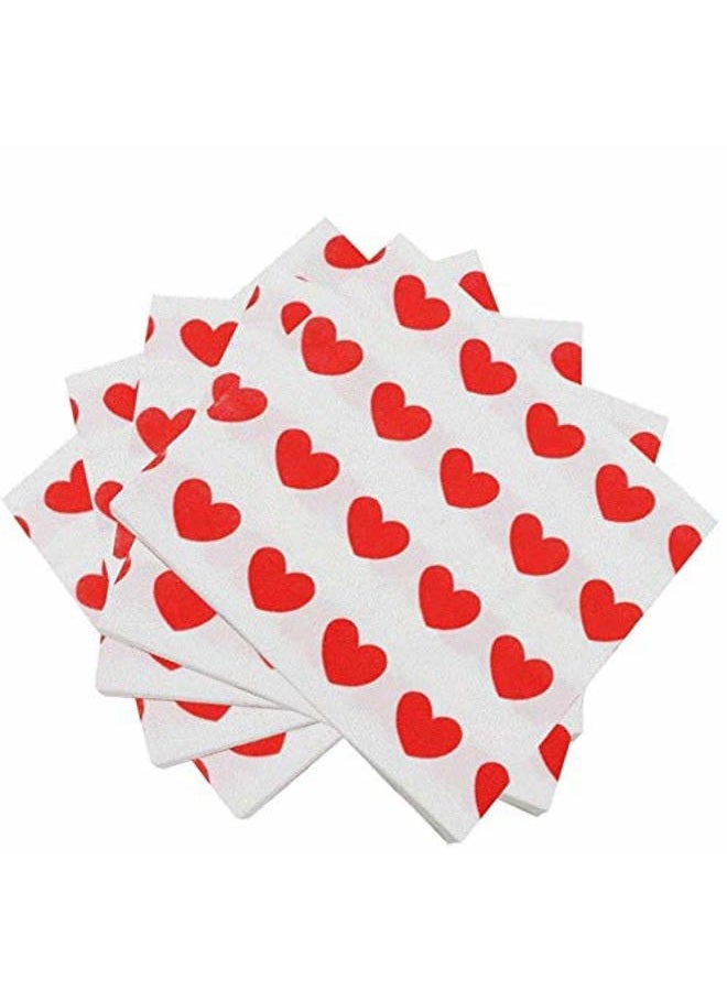 100pcs Love Heart haped Wedding Napkins Beverage Napkins Disposable Paper Party Napkins for Valentine's Day Gifts Wedding Party Decoration Favor Supplies