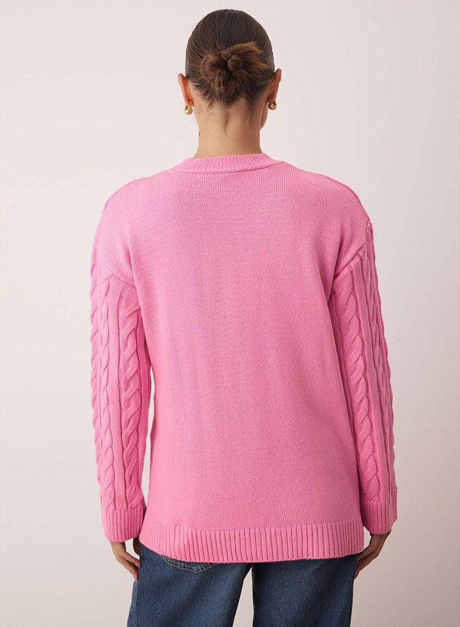 trendyol Pink Hair Knit Hair Knit Sweater - Image 4