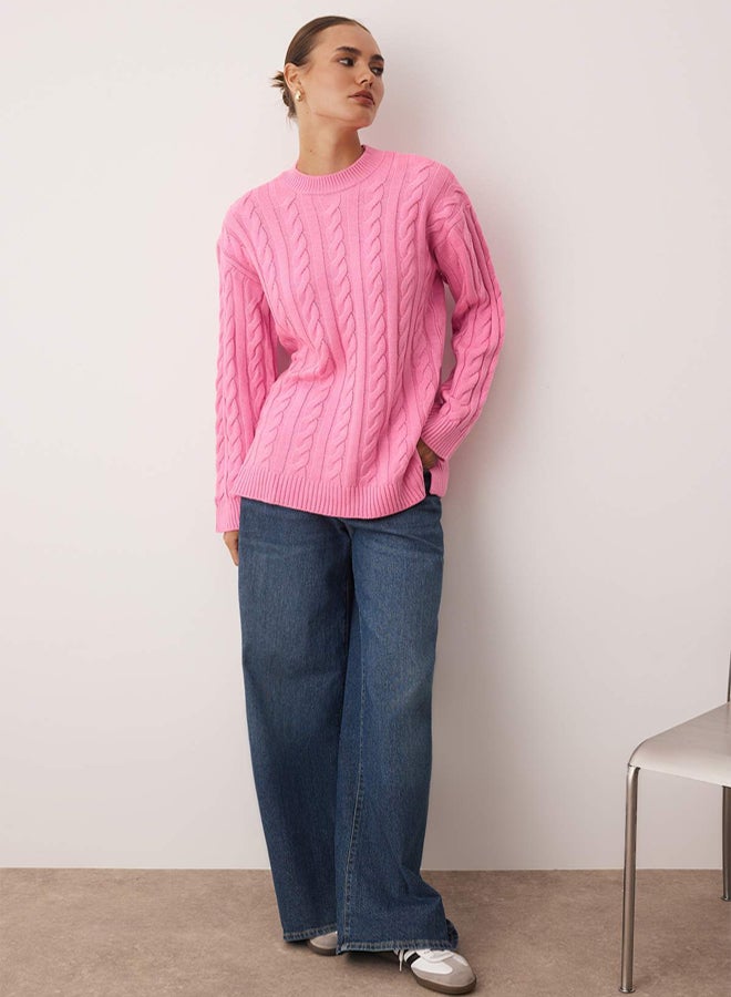 trendyol Pink Hair Knit Hair Knit Sweater - Image 1