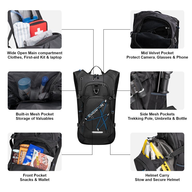 EVERFUN Hydration Backpack with Water Bladder 3L and Rain Cover, 18L Hiking Water Backpack Women Men Hydration Pack Insulated Lightweight Day Hydropack with Storage for Hiking, Biking, Running, Skiing - Image 2