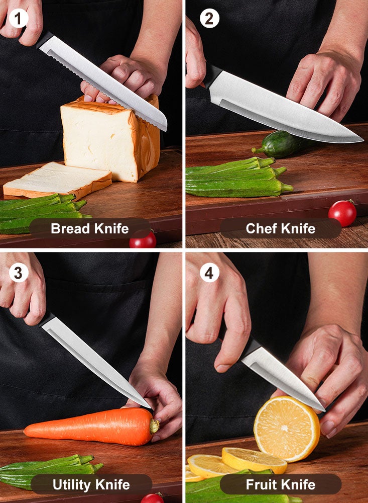 Perfii 9 Pieces Black Knife Sets for Kitchen with Block and Kitchen Utensils Sharp Knives Professional Chef Knives Set - Image 2