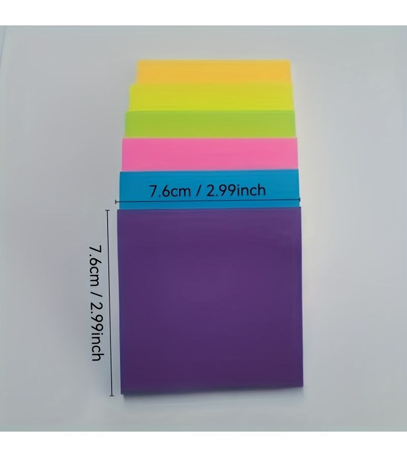 A Set Of 6 Square Self Adhesive Sticky Note Pads 25 Sheets Per Pad 6 Colors Purple Blue Green Yellow Pink Orange - Image 2