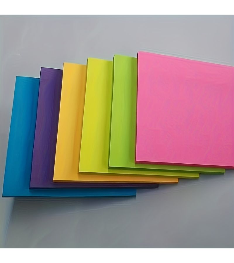 A Set Of 6 Square Self Adhesive Sticky Note Pads 25 Sheets Per Pad 6 Colors Purple Blue Green Yellow Pink Orange - Image 4