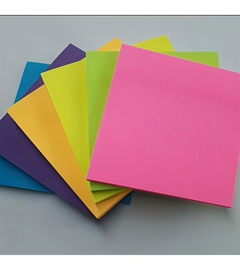 A Set Of 6 Square Self Adhesive Sticky Note Pads 25 Sheets Per Pad 6 Colors Purple Blue Green Yellow Pink Orange - Image 5