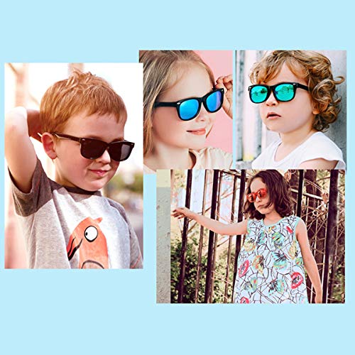 AZorb Kids Polarized Sunglasses TPEE Rubber Flexible Frame for Boys Girls Age 3-8, 100% UV Protection (Black/Grey + Pink/Grey) - Image 2