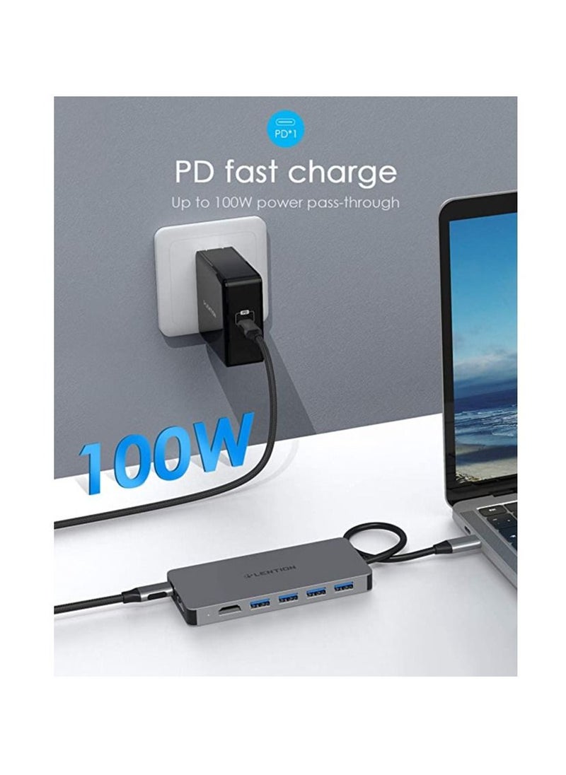 USB C Dual  Type C Charging Adapter Compatible with Thunderbolt 3 Ports Devices New MacBook Surface Book Stable Driver Hub  Space Gray)