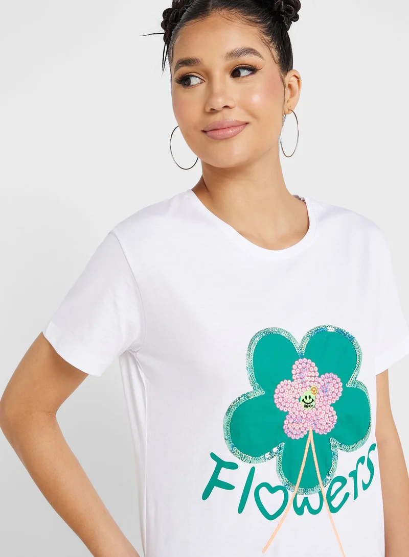 Ginger Glitter Graphic Detail T-Shirt