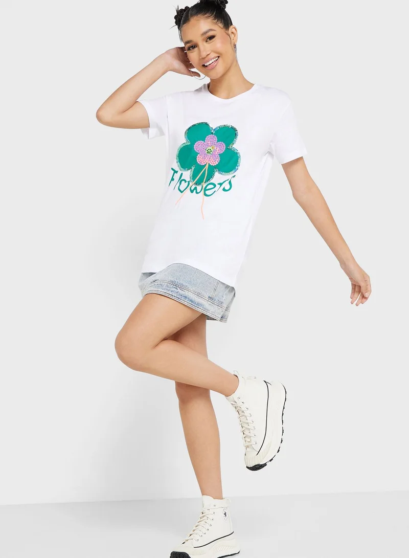 Ginger Glitter Graphic Detail T-Shirt