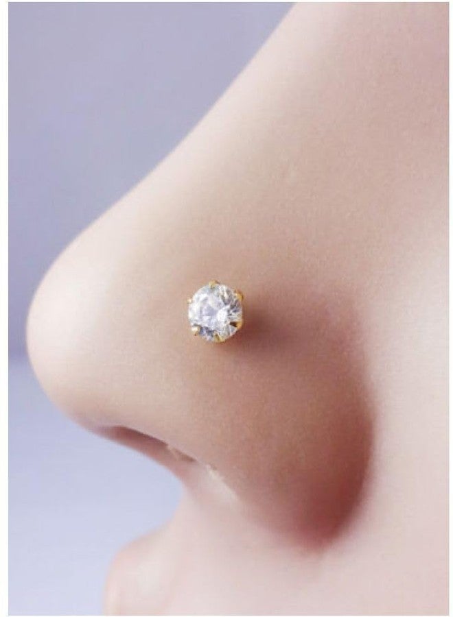 RENU CREATION Tulipmash Gold-Plated Plated Brass Nose Stud Gold::Silver - Image 2
