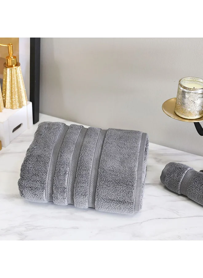 DANUBE HOME Danube Home Flossy Advance Bath Sheet 100% Cotton 650 gsm Quick Dry Plush Bathsheet Ultra Soft Highly Absorbent Daily Usage Towels For Bathroom L 84 x W 165 Cm-Dark Grey