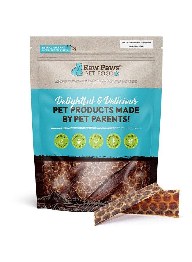 Raw Paws Beef Esophagus Dog Treats, 6-inch, 16-Ounce - Packed in USA - Free Range Beef Esophagus for Dogs - Beef Gullet Sticks for Dogs - Dog Taffy Chews - Beef Jerky for Dogs - Beef Jerky Dog Treats - Image 1