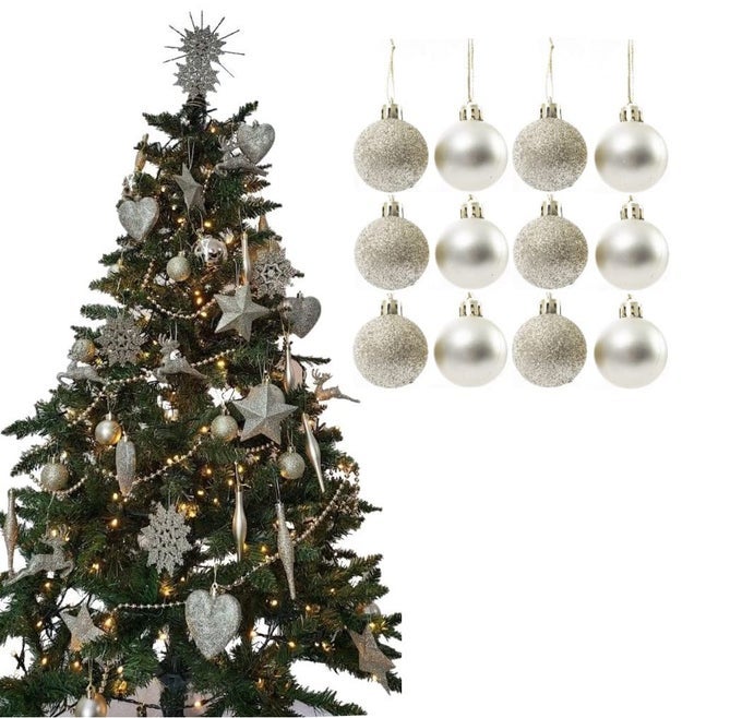 Christmas Tree Decoration Baubles 38cm Great Christmas Tree Hanging Ball Decorations Matte Glitter Baubles Pack of 1238cm Champagne Gold Matte Glitter