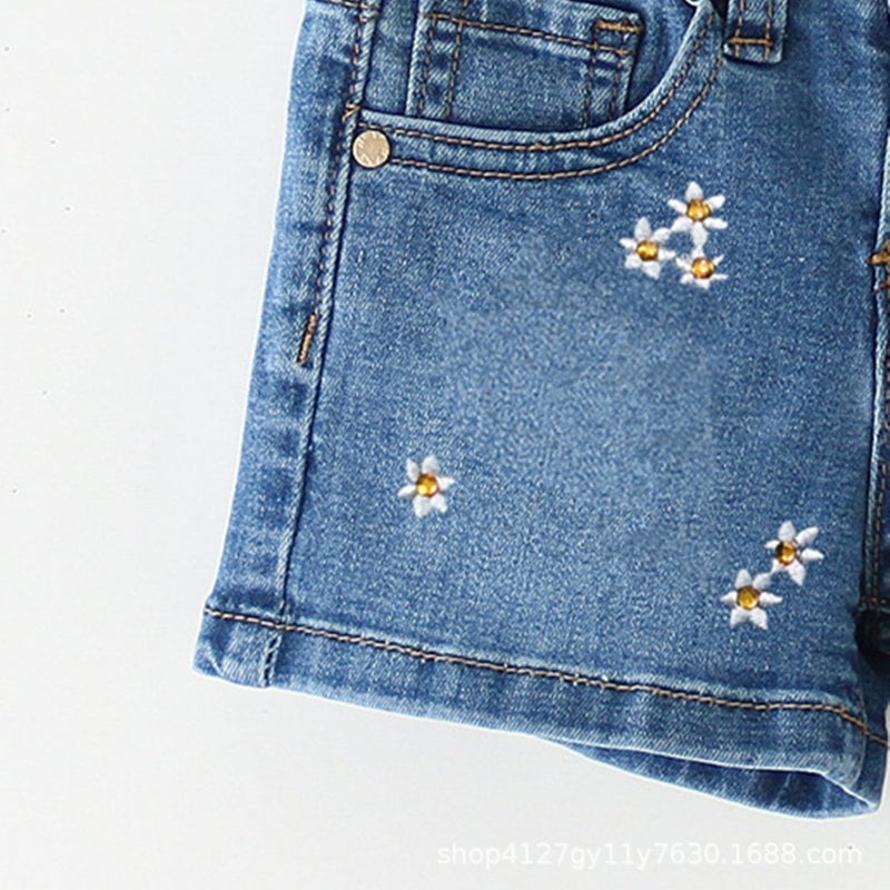2024 New Girls High Waist Denim Shorts Loose Breathable Trendy Brand Applique Technology Fashionable And Easiest For Match High Street - Image 4