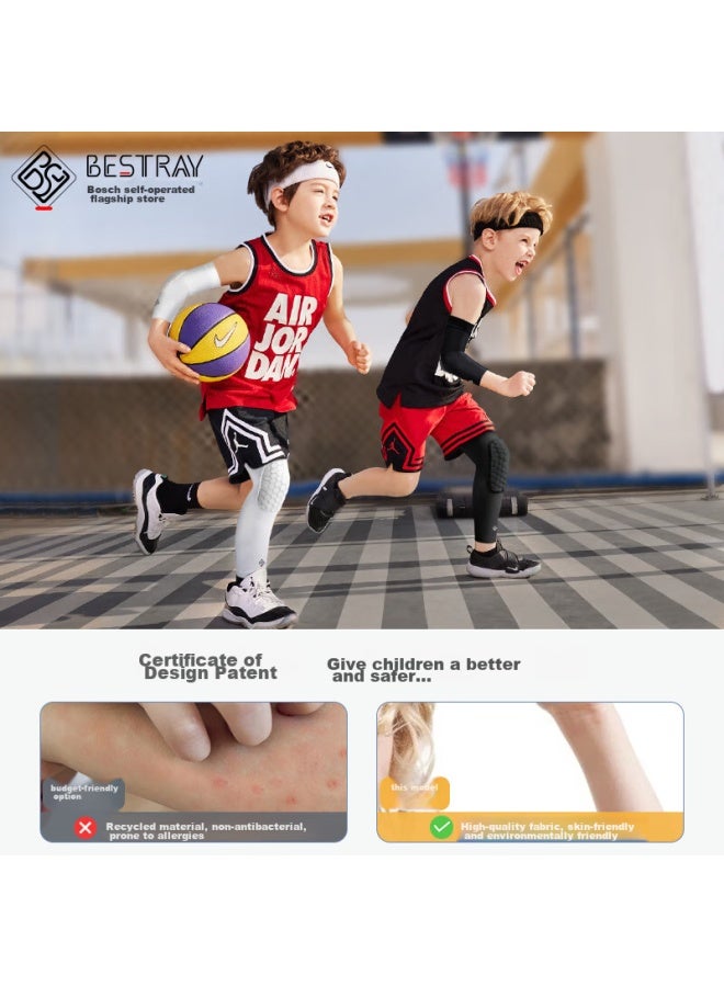 Bestray Children's Knee Pads, Basketball Anti-fall, For Ages 6-12, Sports-specific Cycling Set, Soccer Thin Anti-collision Professional Protective Gear, Summer - Image 2