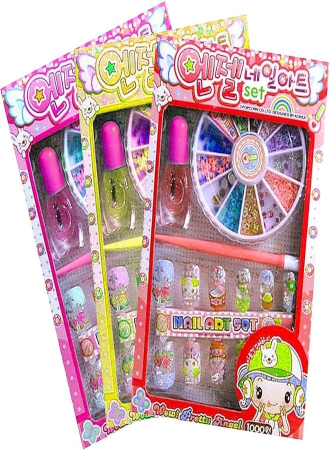 KARDIFF Designer Nail-Art Set for Girls - with Artificial Nails Nail Glitter & Nail Sticker, Teenitor Nail Art Brushes for Beginners Nail Dotting Tool - Set of 3 Assorted Packs - Image 4