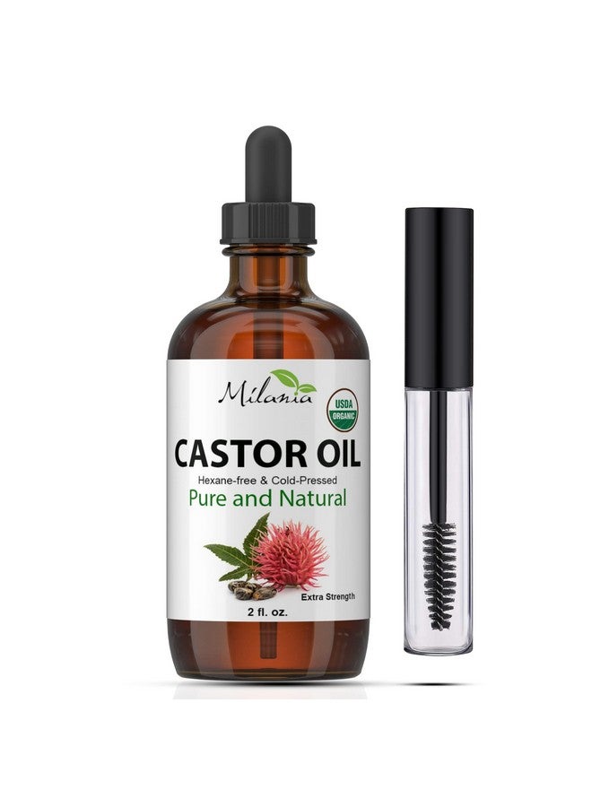 MILANIA Premium Organic Castor Oil (2 fl. oz.) - Pure Cold-Pressed Beauty & Skincare Serum - Eyelash & Eyebrow Hair Growth Enhancer - Image 1