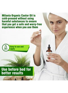MILANIA Premium Organic Castor Oil (2 fl. oz.) - Pure Cold-Pressed Beauty & Skincare Serum - Eyelash & Eyebrow Hair Growth Enhancer  - Image 4