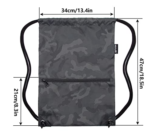 HOLYLUCK Drawstring Backpack Bag Sport Gym Sackpack (black camo) - Image 2