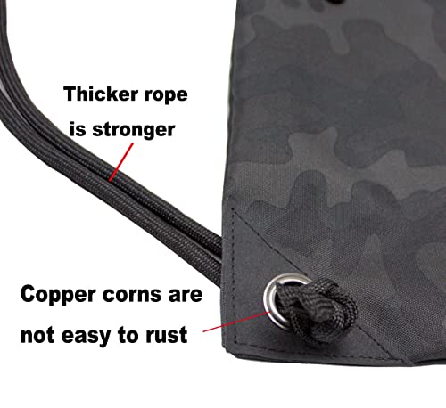 HOLYLUCK Drawstring Backpack Bag Sport Gym Sackpack (black camo) - Image 3