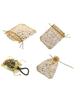 SYOSI 100PCS Mini Sheer Organza Bags Gold Champagne Eyelash Organza Bags, Drawstring Chic Gift Beauty Bags, Wedding Favor Bags Candy Jewelry Gift Bags (Gold, 4 x 4.72 Inches)  - Image 4
