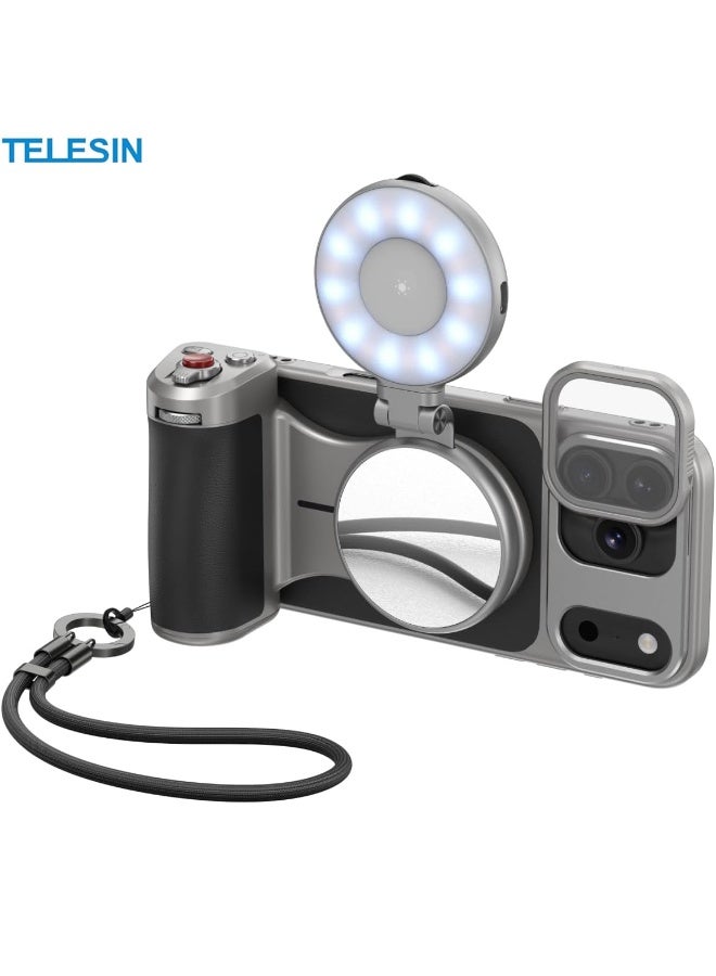 TELESIN Master Grip Kit for iPhone 17 Pro, Magnetic Phone Camera Grip Powergrip with C03 Selfie Light+ UV Filters, Creator Kit Built-in 3200mAh Battery Wireless Charging - Cooling Graphene Case - Image 1