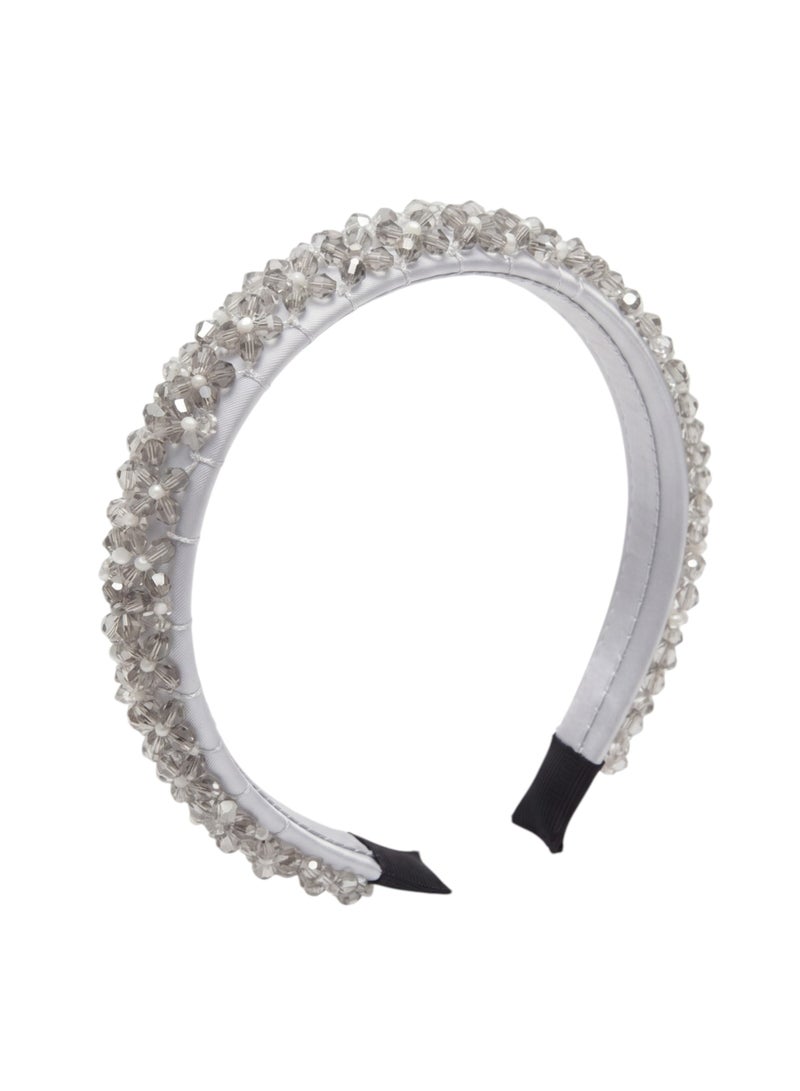 D'Daniela Erica Embroidery Headband for Girls - Silver - Image 2