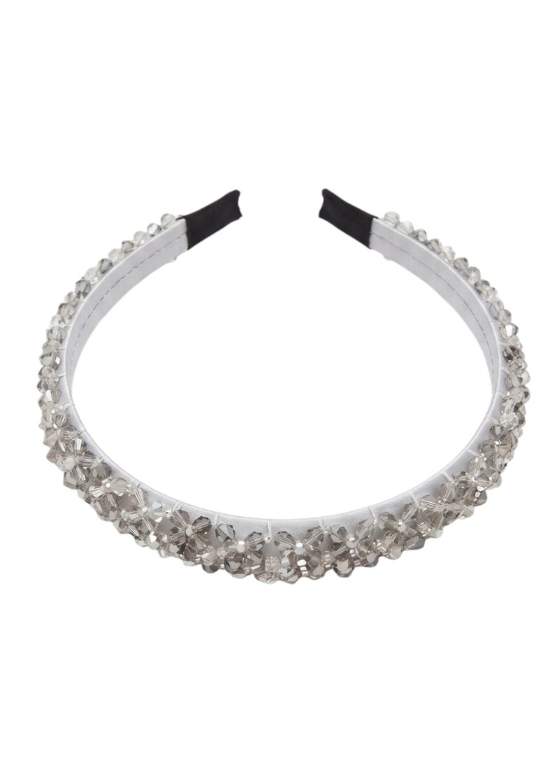 D'Daniela Erica Embroidery Headband for Girls - Silver - Image 3