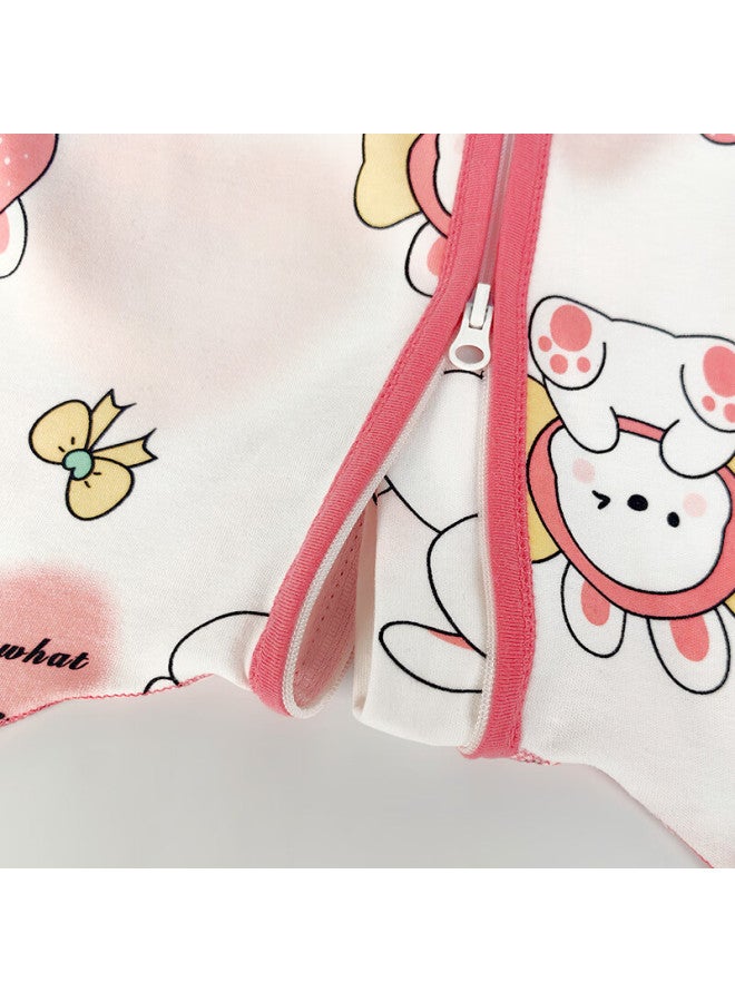 Zisehy Zisehuayu [100% Pure Cotton] Children's One-piece Pajamas, Spring And Autumn Season, Baby Girl Anti-kick Blanket Sleeping Bag, Pink, Size 120 - Image 3