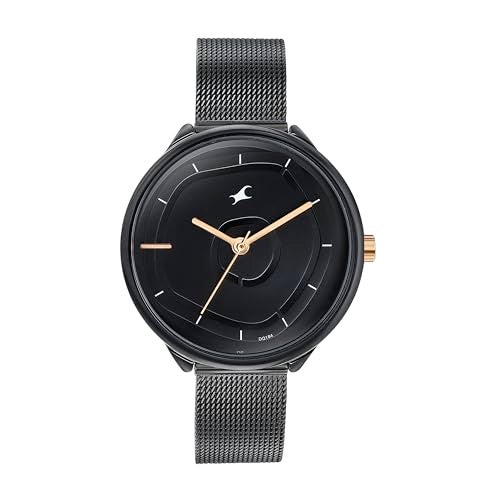 Fastrack Stunners Quartz Analog Black Dial Black Stainless Steel Strap Watch for Girls - NT6303KM01 - Image 1